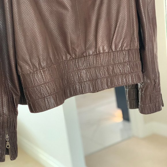 Stylish ARTHUR MENDOCA Brown Perforated 100% Lambskin Jacket - Picture 8 of 8